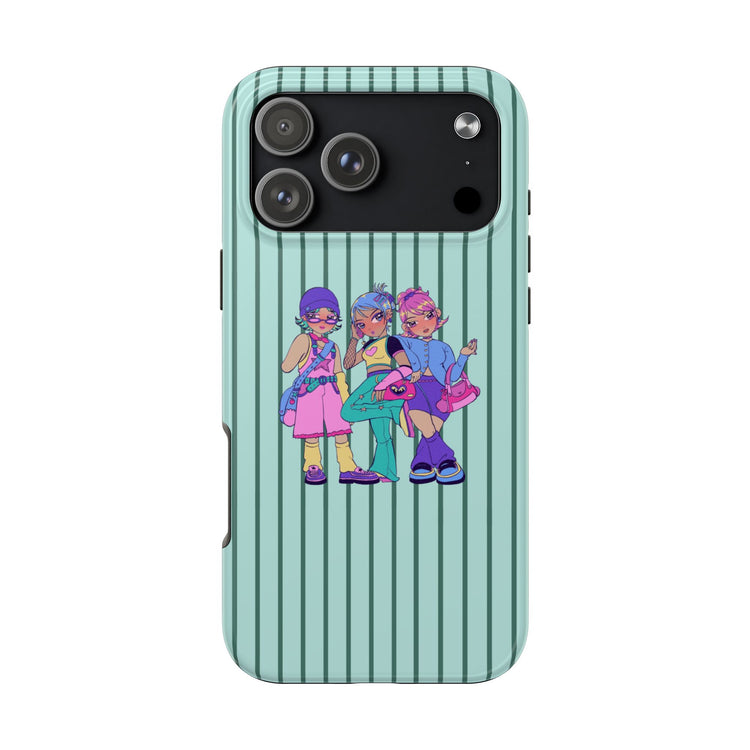 Dollz in Stripes 🍃 | Mint Y2K Girls iPhone Case