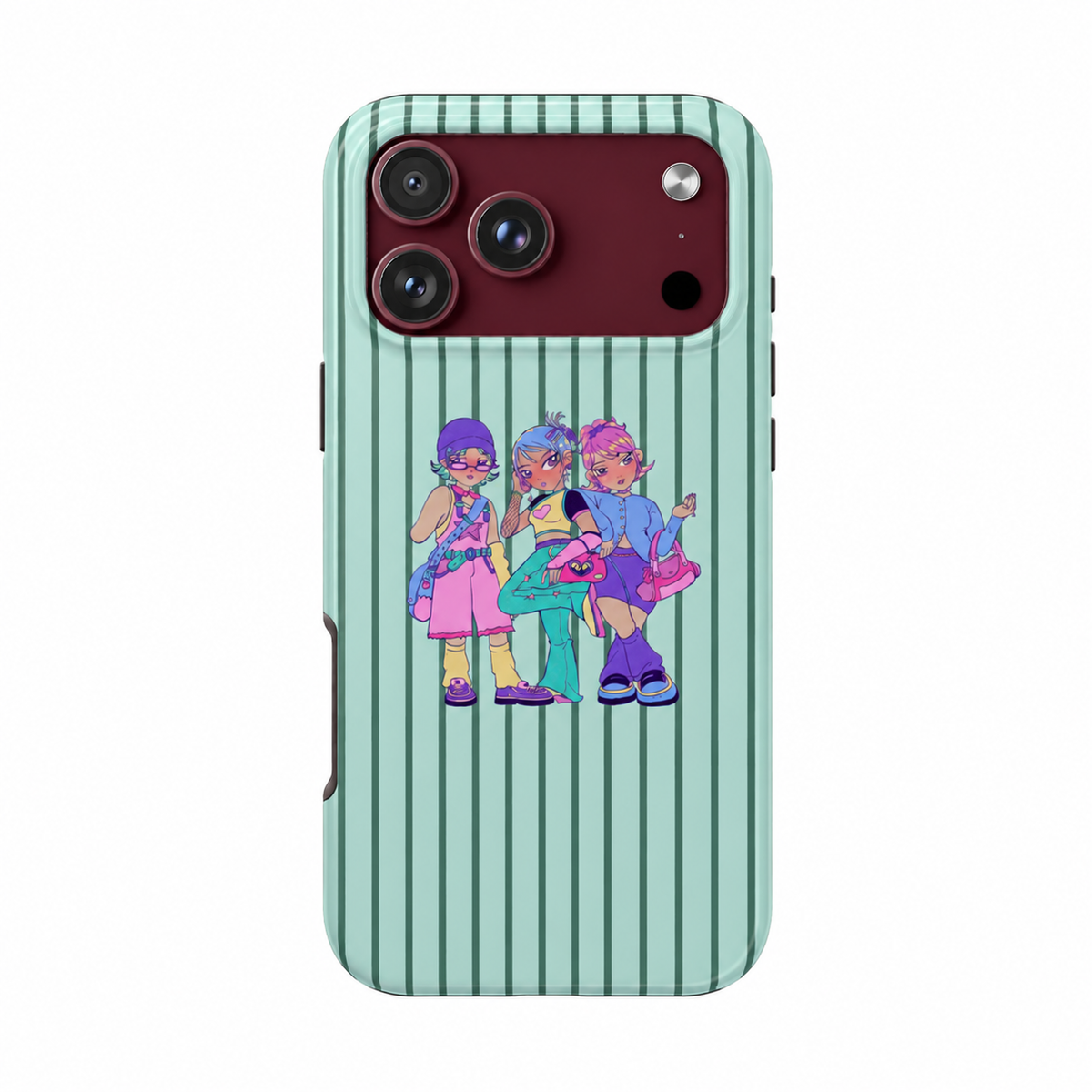 Dollz in Stripes 🍃 | Mint Y2K Girls iPhone Case