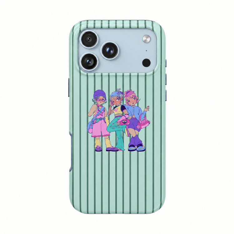 Dollz in Stripes 🍃 | Mint Y2K Girls iPhone Case