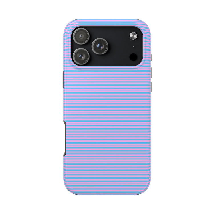 Candy Static 🦄 | Pink & Blue Y2K Striped iPhone Case